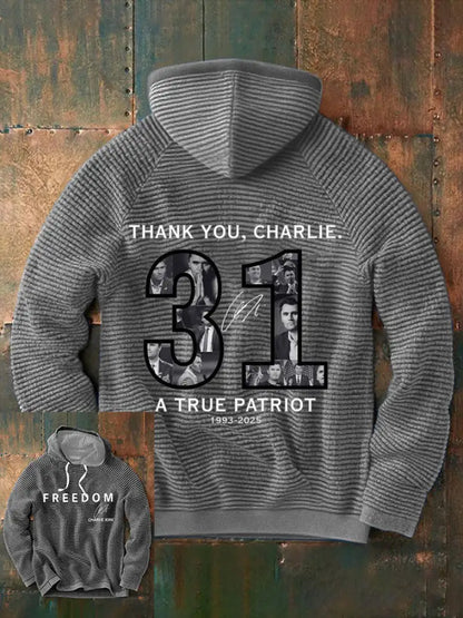 Men’s Thank You Charlie 31 True Patriot Printed Hoodie Light Gray / S