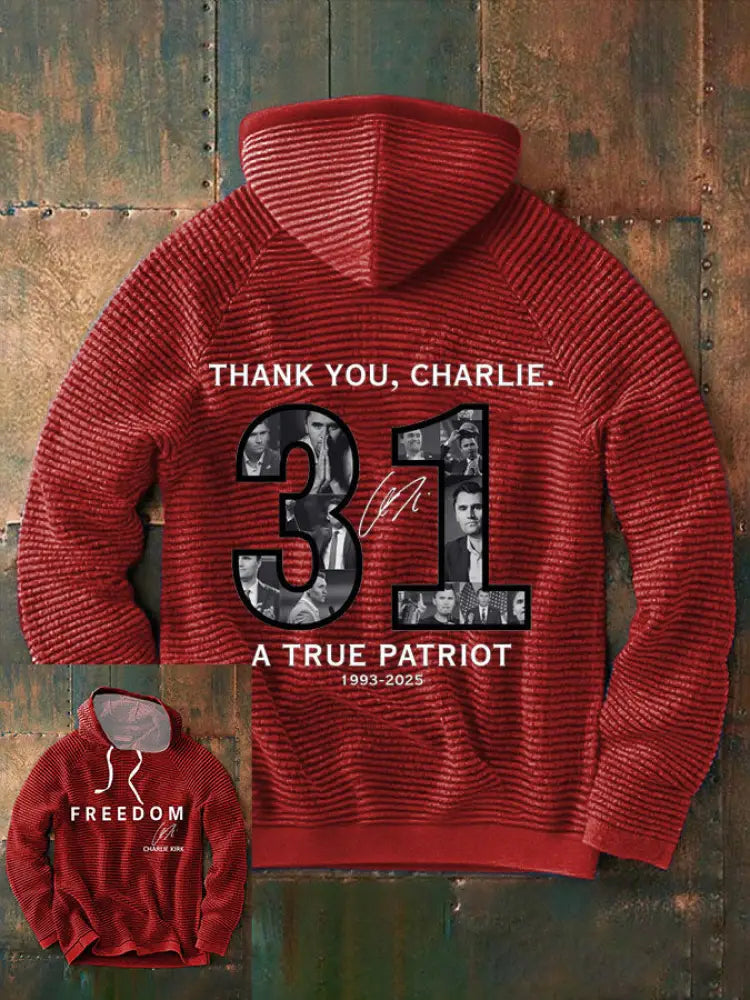 Men’s Thank You Charlie 31 True Patriot Printed Hoodie Red / S