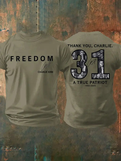 Men’s Thank You Charlie 31 True Patriot Printed T-Shirt Army Green / S