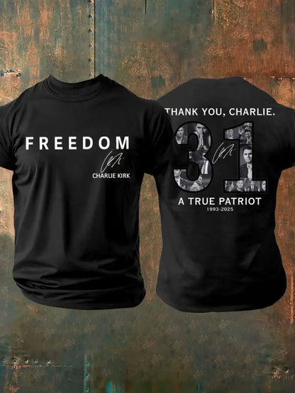 Men’s Thank You Charlie 31 True Patriot Printed T-Shirt Black / S