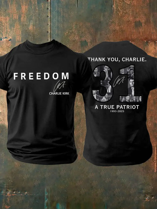 Men’s Thank You Charlie 31 True Patriot Printed T-Shirt Black / S
