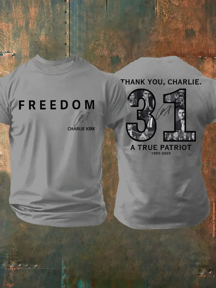 Men’s Thank You Charlie 31 True Patriot Printed T-Shirt Light Gray / S