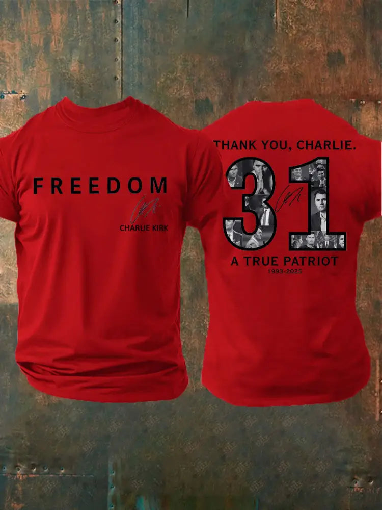 Men’s Thank You Charlie 31 True Patriot Printed T-Shirt Pure Red / S