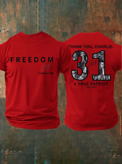 Men’s Thank You Charlie 31 True Patriot Printed T-Shirt Pure Red / S
