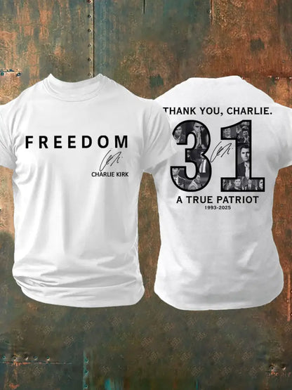 Men’s Thank You Charlie 31 True Patriot Printed T-Shirt White / S