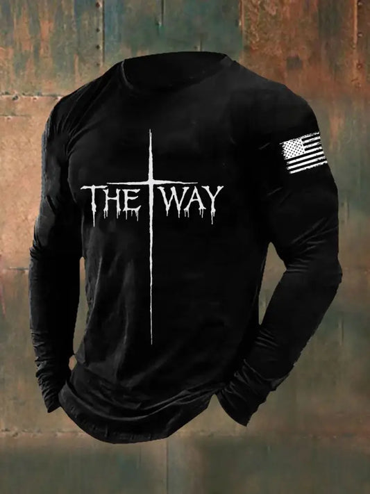Men’s The Way Cross Long Sleeve T-shirt Black / S