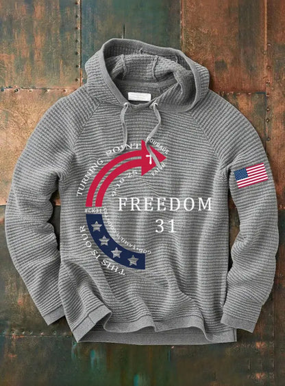 Men’s This Is Our God Family Country Freedom 31 Printed Hoodie Gray / S