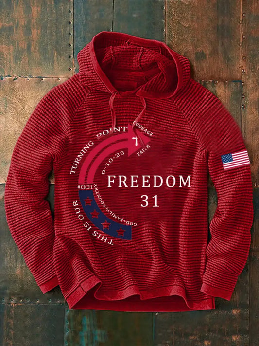 Men’s This Is Our God Family Country Freedom 31 Printed Hoodie Red / S