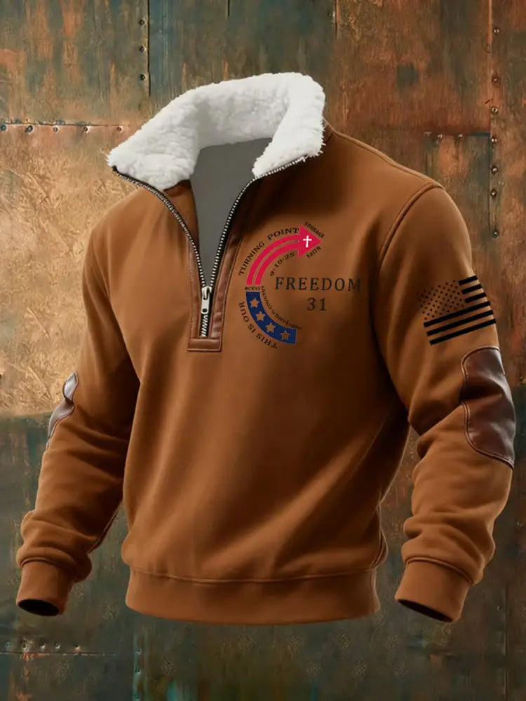 Men’s This Is Our God Family Country Freedom 31 Printed Sweatshirt Brown / S