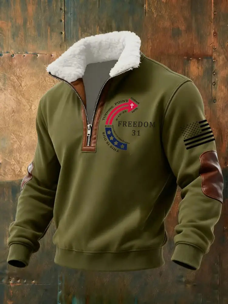 Men’s This Is Our God Family Country Freedom 31 Printed Sweatshirt Green / S