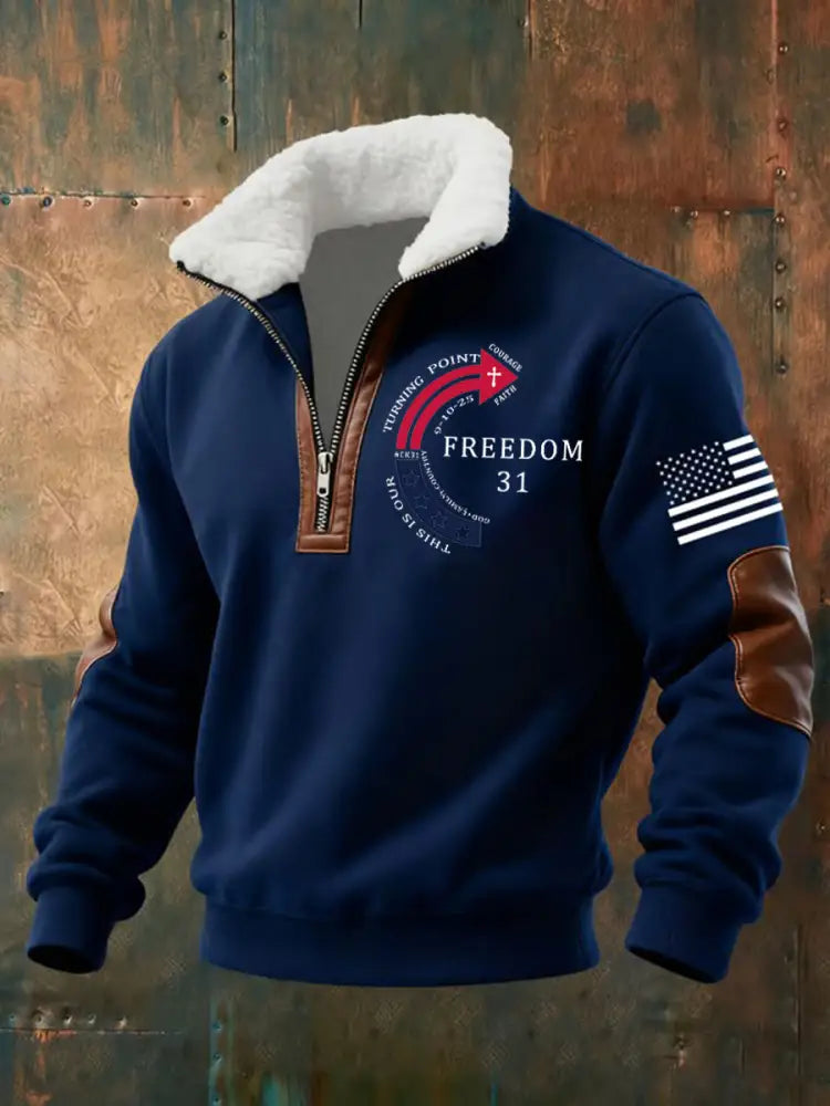 Men’s This Is Our God Family Country Freedom 31 Printed Sweatshirt Navy Blue / S