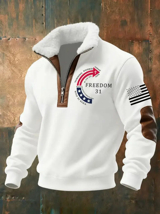 Men’s This Is Our God Family Country Freedom 31 Printed Sweatshirt White / S