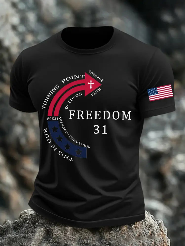 Men’s This Is Our God Family Country Freedom 31 Printed T-shirt Black / S