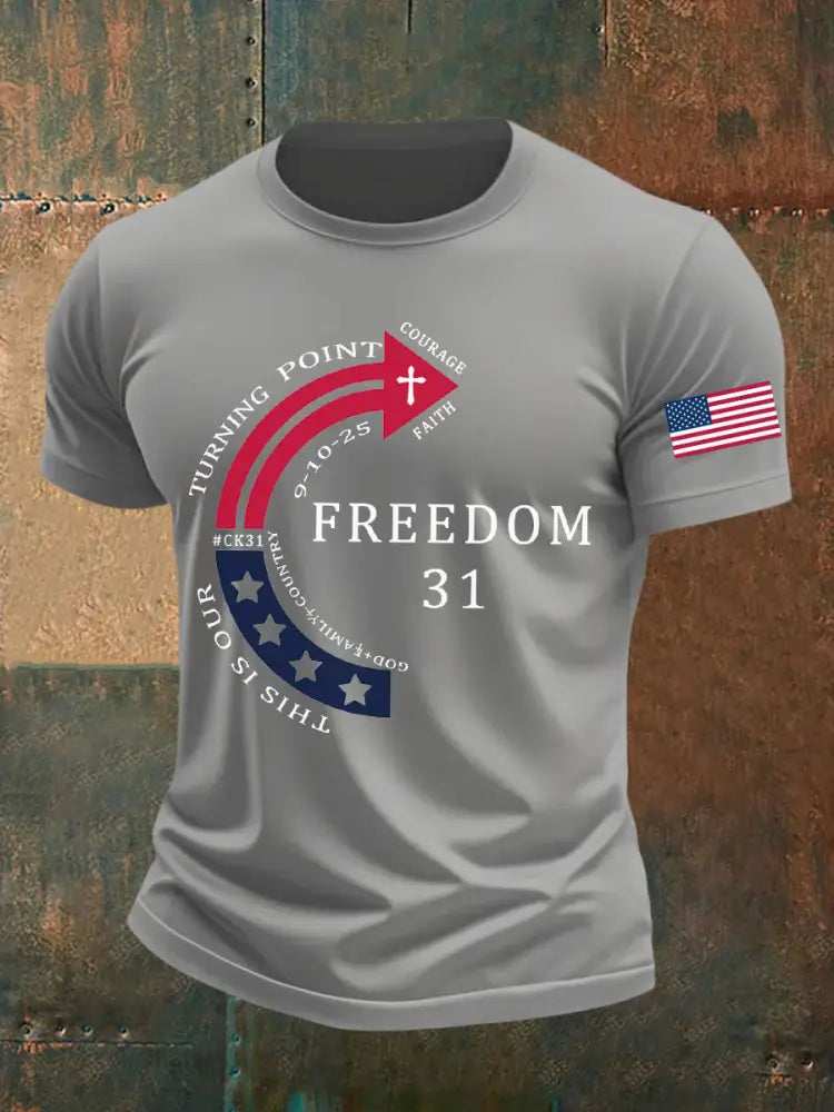 Men’s This Is Our God Family Country Freedom 31 Printed T-shirt Light Gray / S