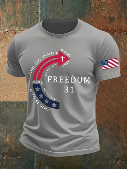 Men’s This Is Our God Family Country Freedom 31 Printed T-shirt Light Gray / S