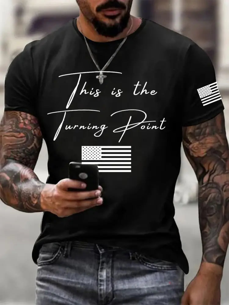Men’s This is the Turning Point Charlie Kirk Printed T-shirt Black / S