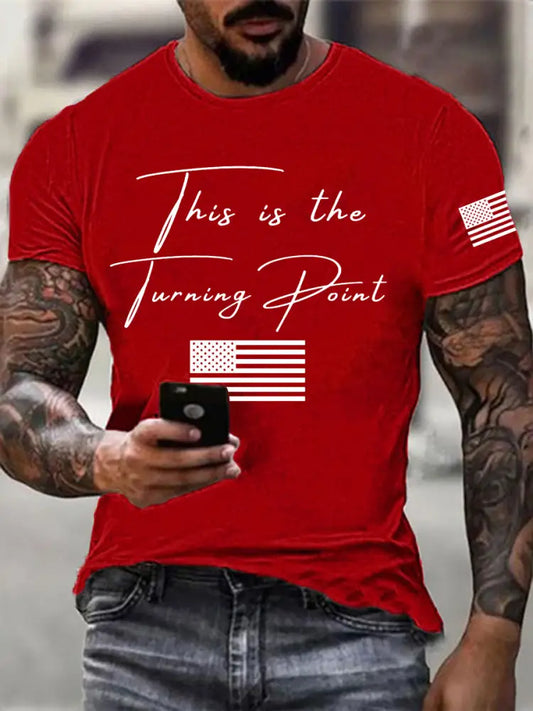 Men’s This is the Turning Point Charlie Kirk Printed T-shirt Pure Red / S