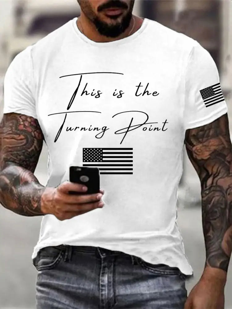 Men’s This is the Turning Point Charlie Kirk Printed T-shirt White / S
