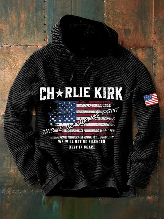 Men’s This is the Turning Point Charlie Kirk Waffle Hoodie Black / S