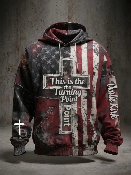 Men’s This Is The Turning Point Cross Oversized Drop-Shoulder Hoodie With Pockets As picture / S