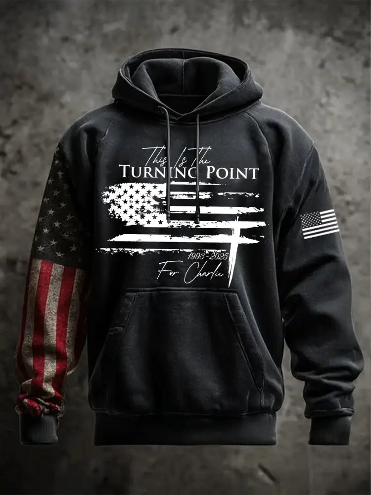 Men’s This is the Turning Point Oversized Drop-Shoulder Hoodie with Pockets Black / S