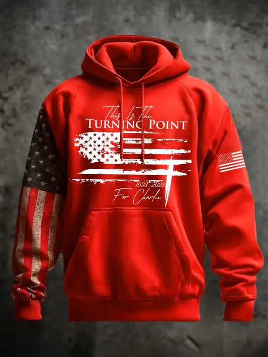 Men’s This is the Turning Point Oversized Drop-Shoulder Hoodie with Pockets Red / S