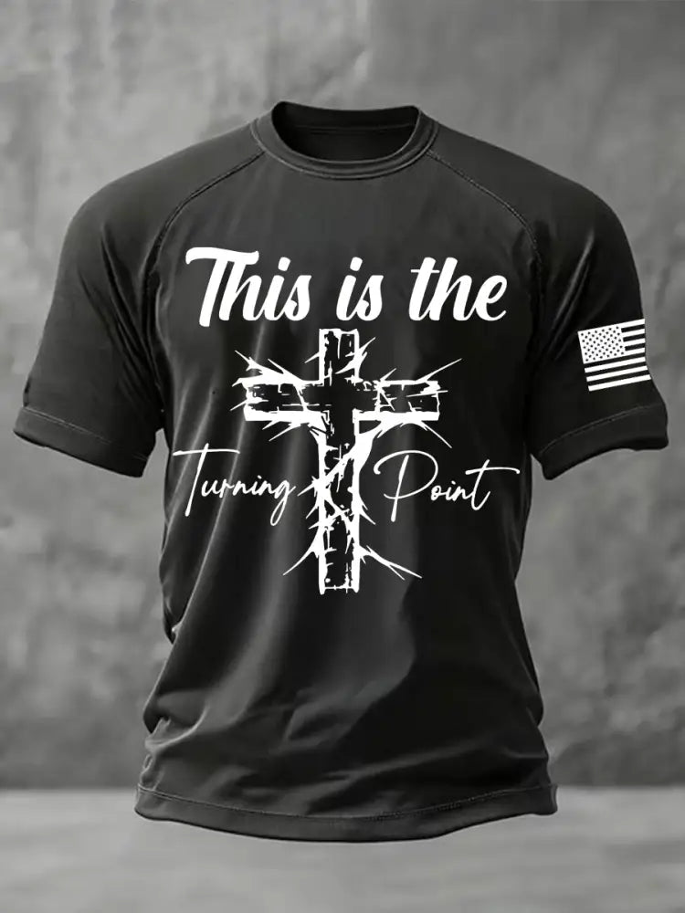 Men’s This is the Turning Point Printed Casual short sleeves t-shirt Black / S