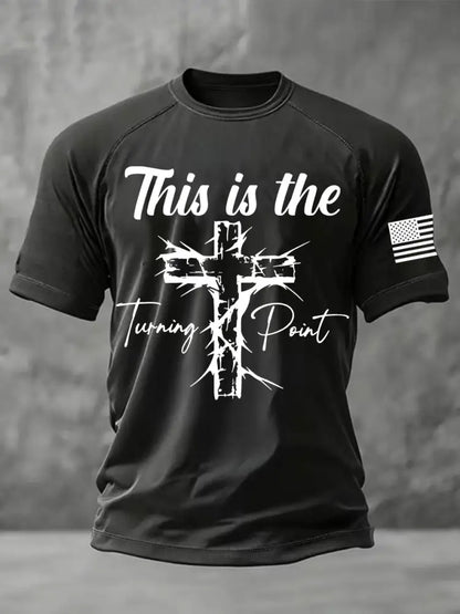 Men’s This is the Turning Point Printed Casual short sleeves t-shirt Black / S