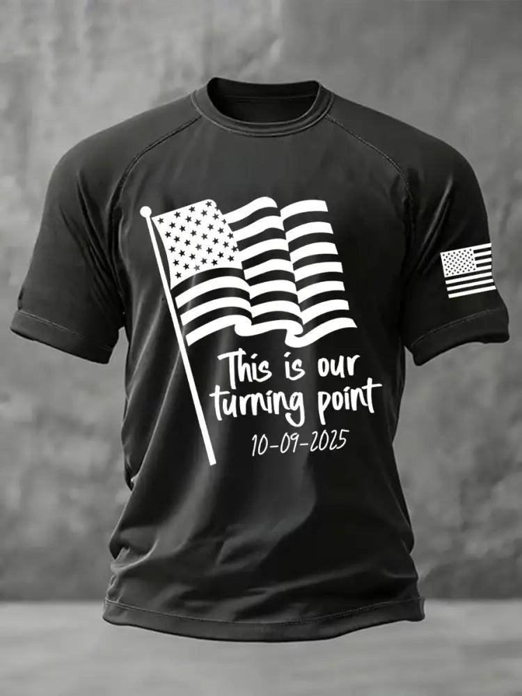Men’s This is the Turning Point Printed Casual short sleeves t-shirt Black / S
