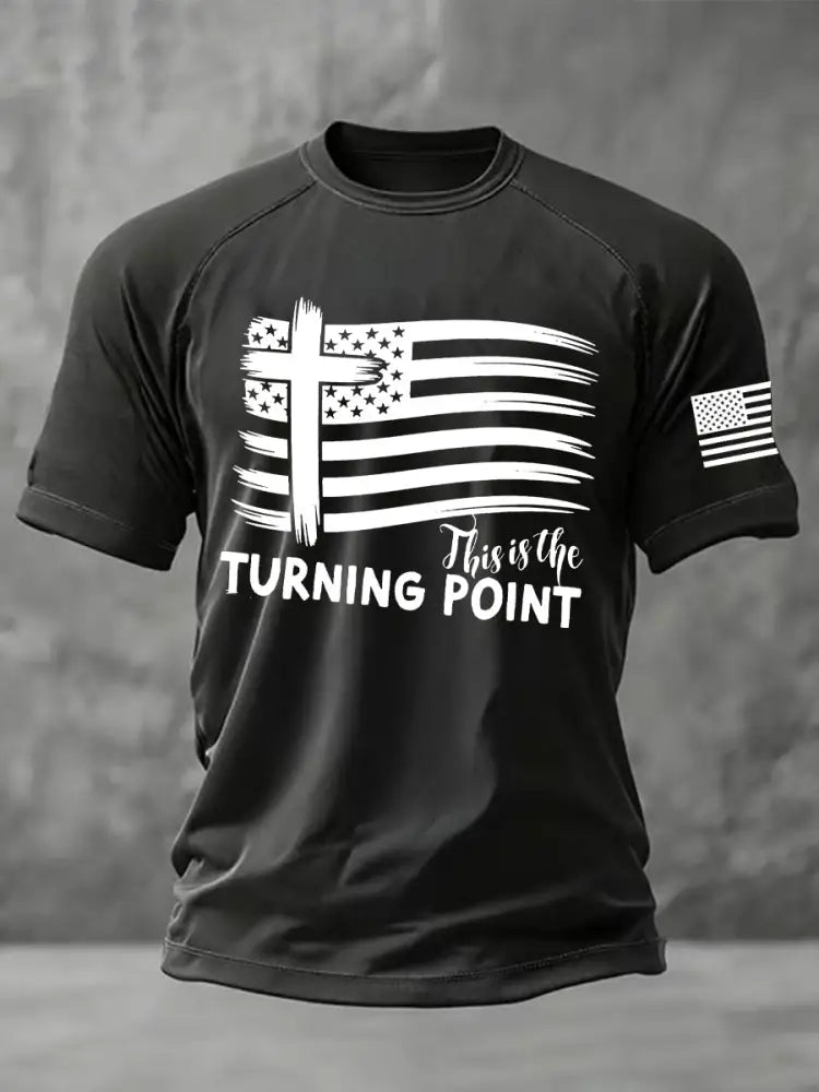 Men’s This is the Turning Point Printed Casual short sleeves t-shirt Black / S