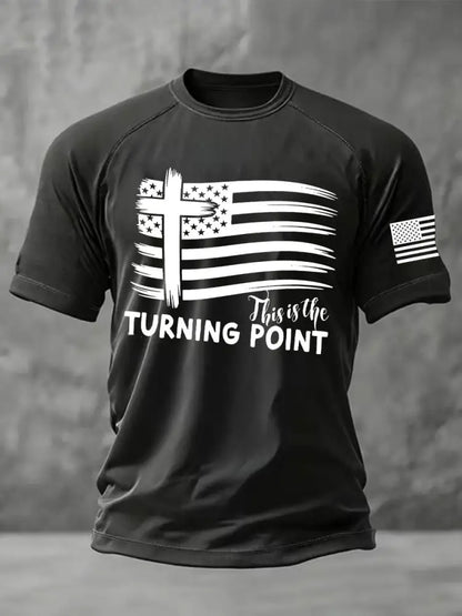 Men’s This is the Turning Point Printed Casual short sleeves t-shirt Black / S