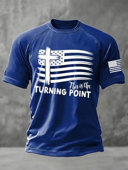 Men’s This is the Turning Point Printed Casual short sleeves t-shirt Blue / S