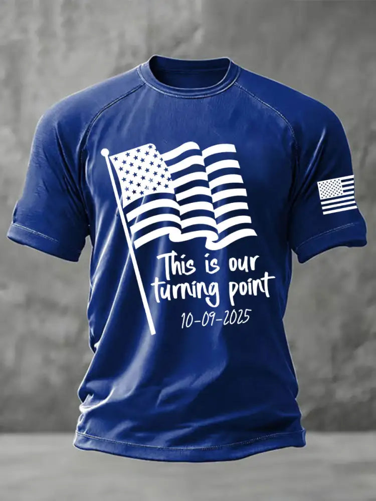 Men’s This is the Turning Point Printed Casual short sleeves t-shirt Blue / S