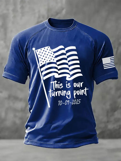 Men’s This is the Turning Point Printed Casual short sleeves t-shirt Blue / S