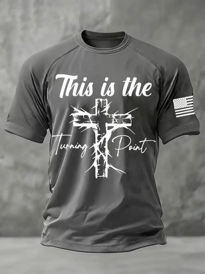 Men’s This is the Turning Point Printed Casual short sleeves t-shirt Gray / S