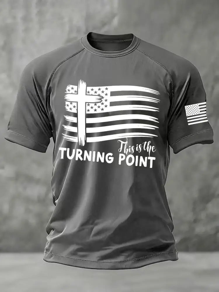 Men’s This is the Turning Point Printed Casual short sleeves t-shirt Gray / S