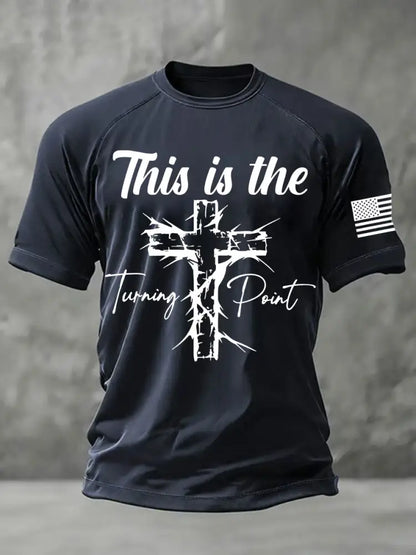 Men’s This is the Turning Point Printed Casual short sleeves t-shirt Navy Blue / S