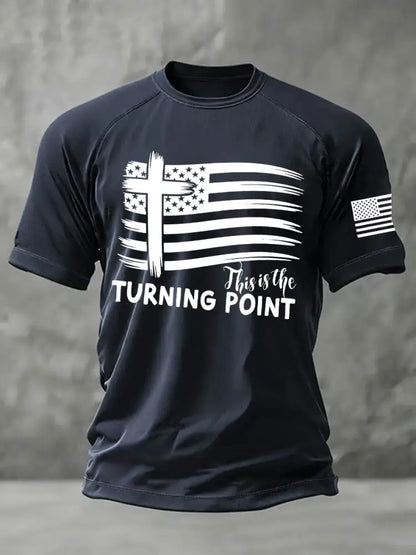 Men’s This is the Turning Point Printed Casual short sleeves t-shirt Navy Blue / S