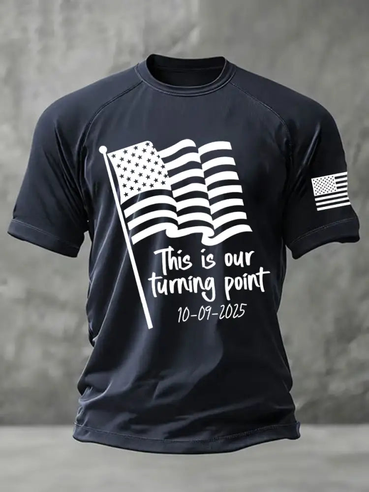 Men’s This is the Turning Point Printed Casual short sleeves t-shirt Navy Blue / S