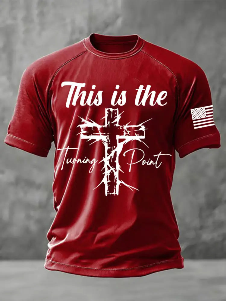 Men’s This is the Turning Point Printed Casual short sleeves t-shirt Red / S
