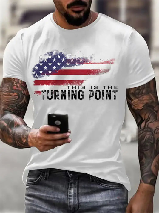 Men’s This Is The Turning Point USA Flag Print T-shirt White / S