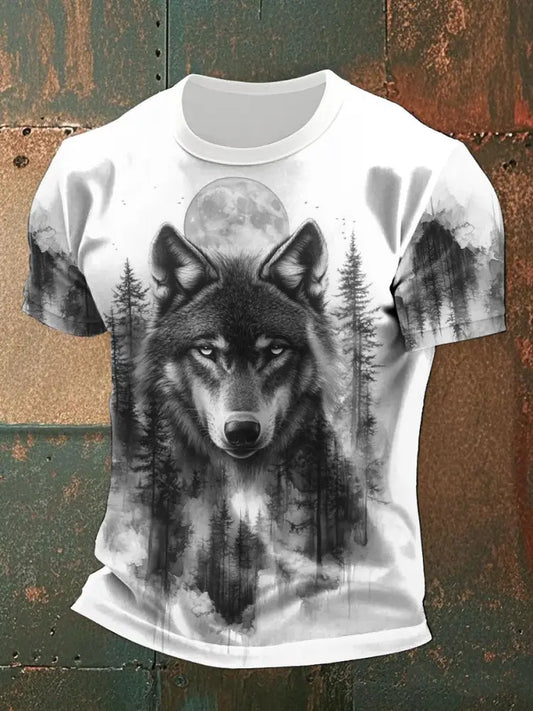 Men’s Timber Wolf Printed Casual T-Shirts Black And White / S