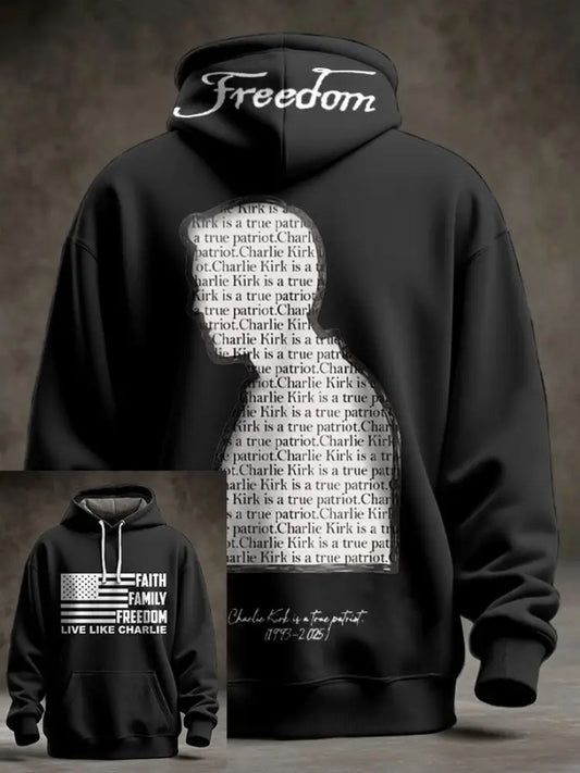 Men’s True Patriot Memorial Printed Hoodie Black / S