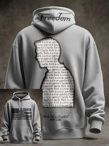 Men’s True Patriot Memorial Printed Hoodie Light Gray / S