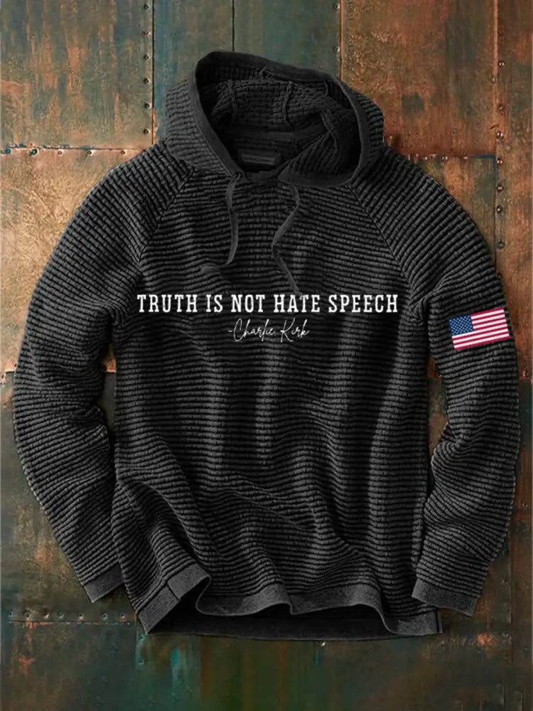 Men’s Truth Is Not Hate Speech Printed Hoodie Black / S