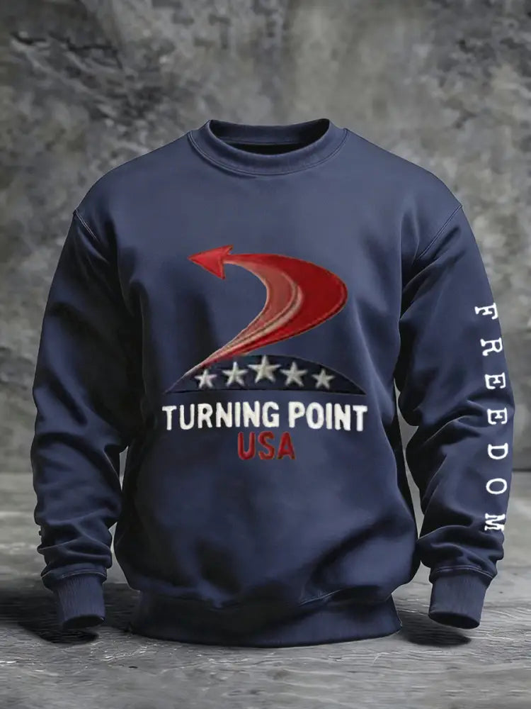 Men’s Turning Point USA A True Patriot R.I.P Charlie Kirk Sweatshirt Navy Blue / S
