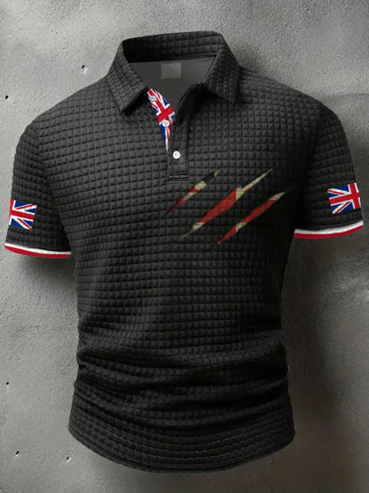 Men’s UK Flag Art Printed Casual Tops Black / S