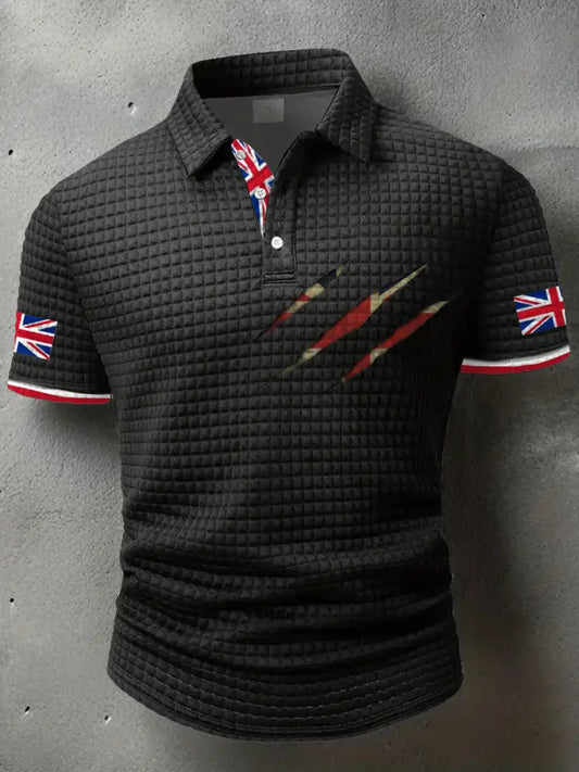 Men’s UK Flag Art Printed Casual Tops Black / S