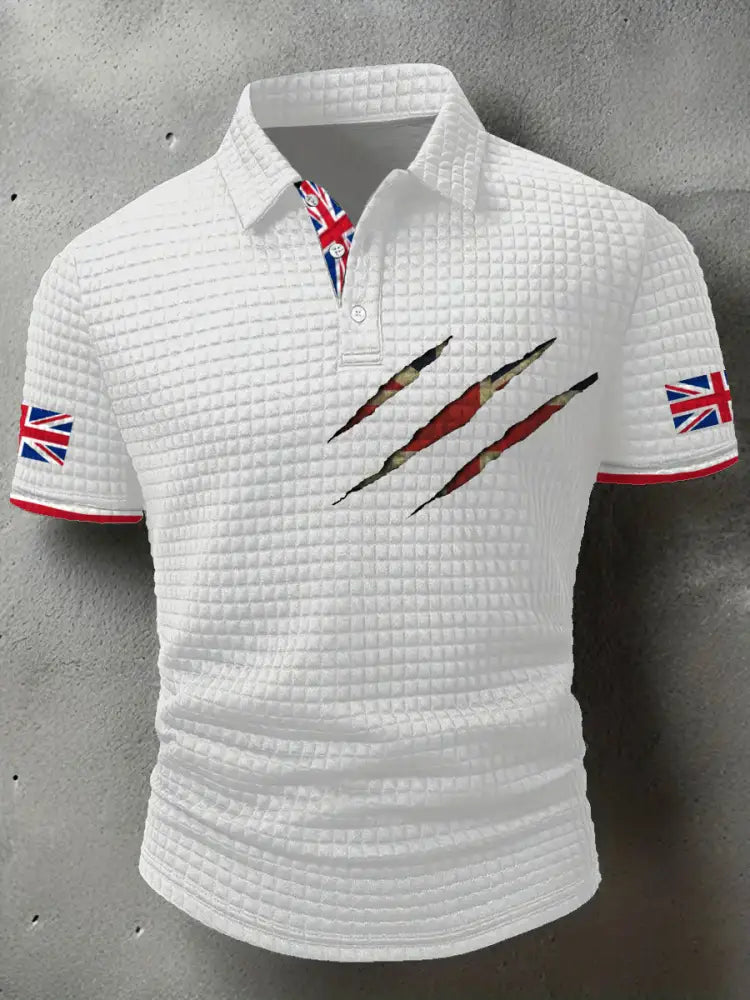 Men’s UK Flag Art Printed Casual Tops White / S