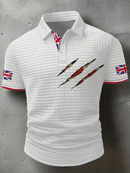 Men’s UK Flag Art Printed Casual Tops White / S